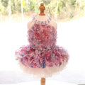 Snootie’s Handmade Pastel Floral Dog Dress with Pearl Collar and Lace Tutu
