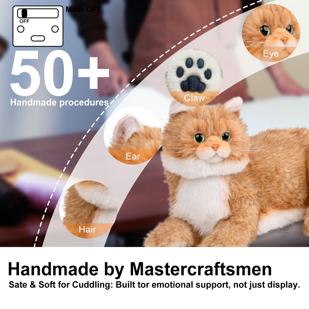Percy 2.0 Robotic Golden British Shorthair Cat with Breathing & Heartbeat