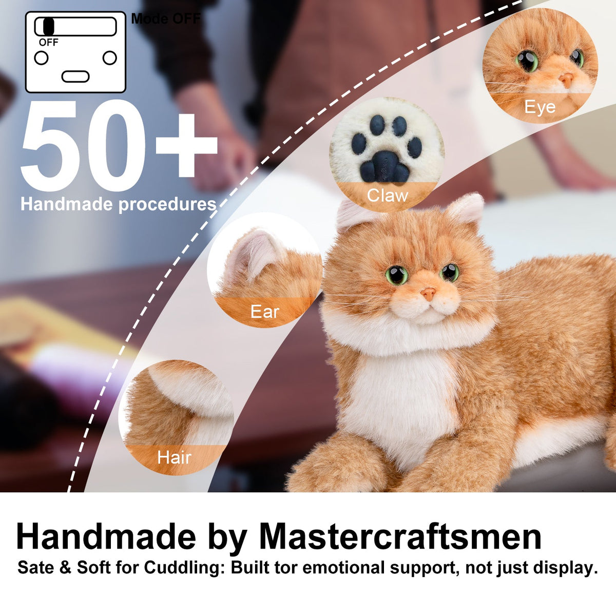 Percy 2.0 Robotic Golden British Shorthair Cat with Breathing & Heartbeat