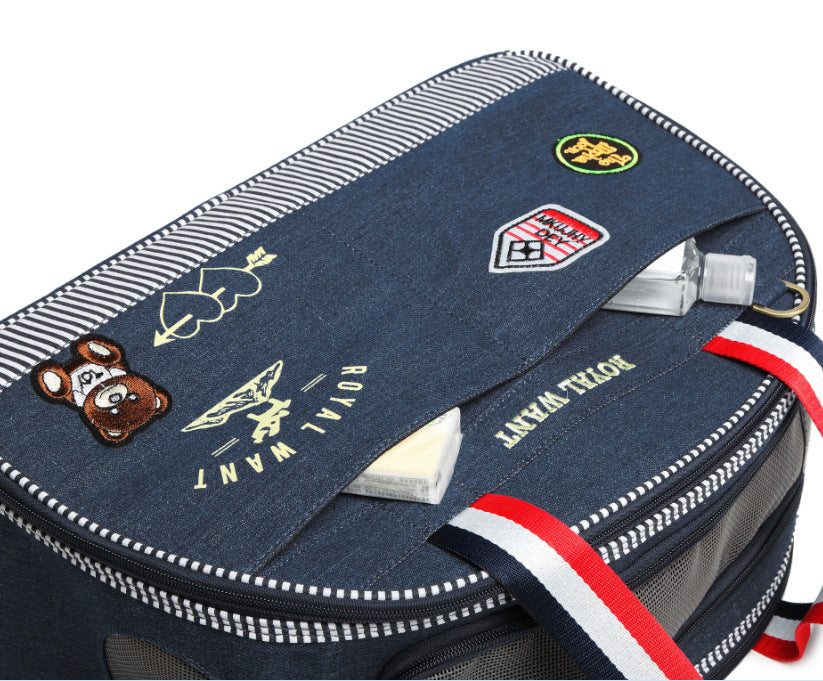 Snootie’s Denim Pet Carrier Bag with Mesh Panels
