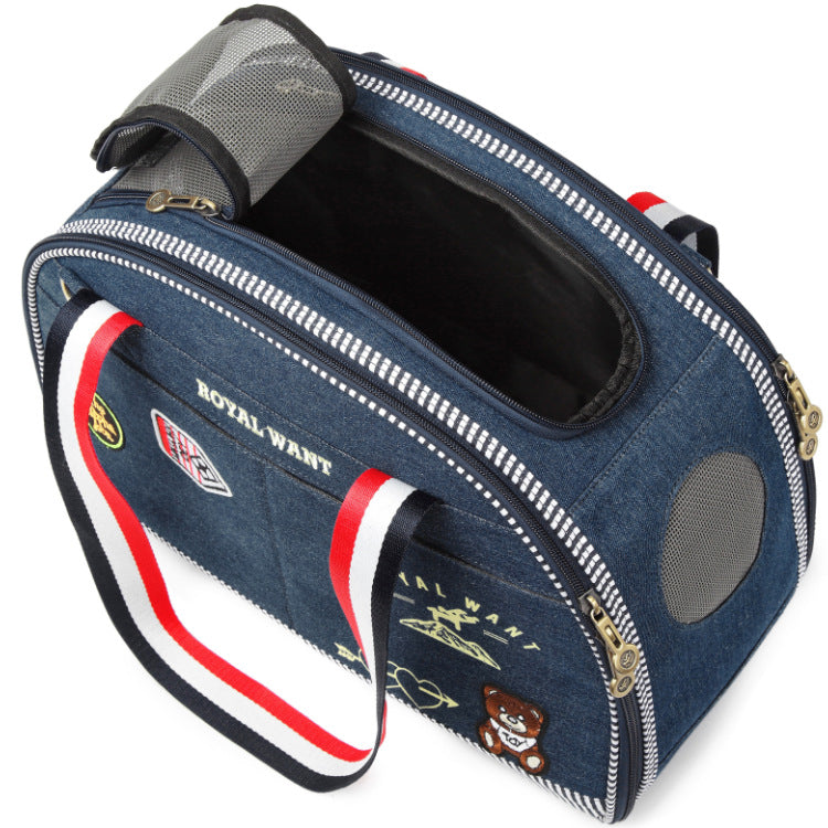 Snootie’s Denim Pet Carrier Bag with Mesh Panels