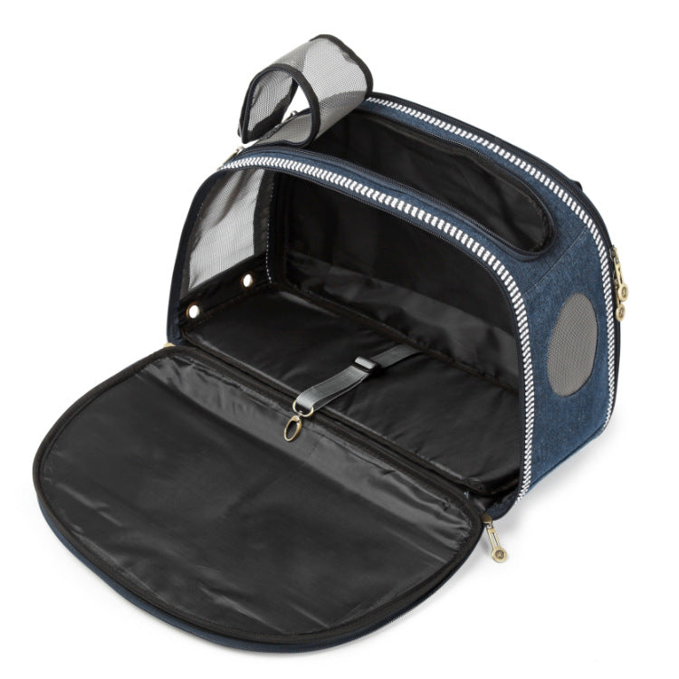 Snootie’s Denim Pet Carrier Bag with Mesh Panels