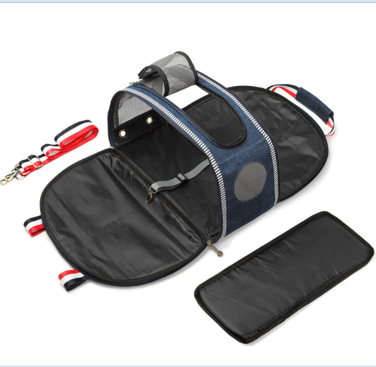 Snootie’s Denim Pet Carrier Bag with Mesh Panels