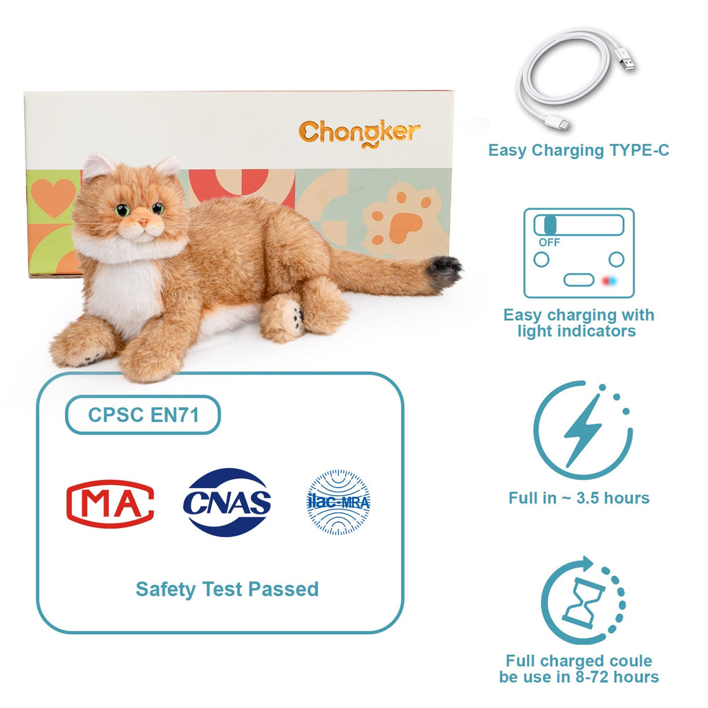 Percy 2.0 Robotic Golden British Shorthair Cat with Breathing & Heartbeat