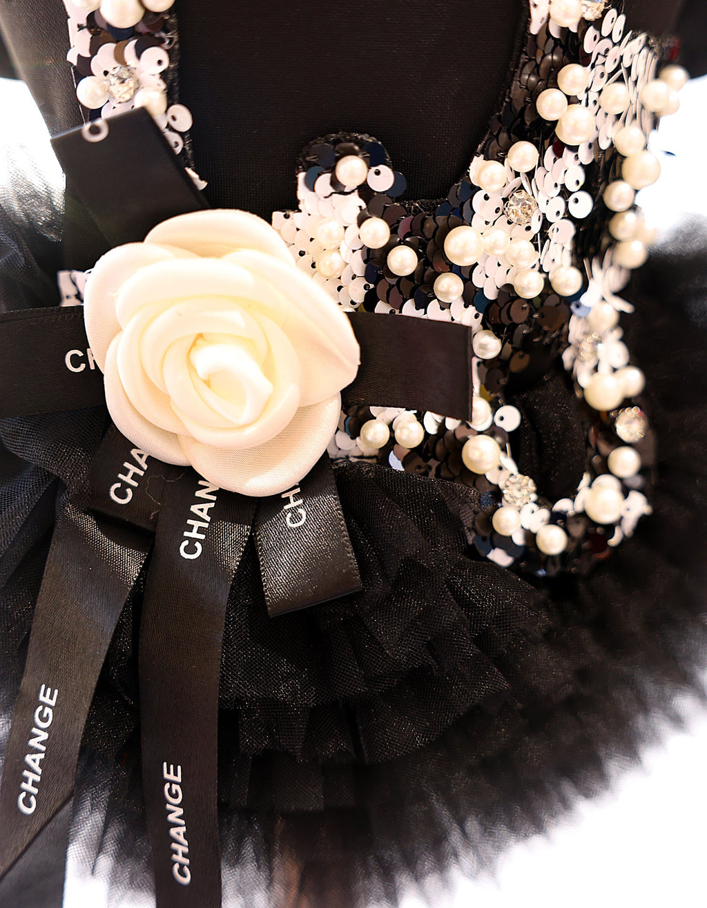 Black Pearl Dog Dress with Tulle Skirt