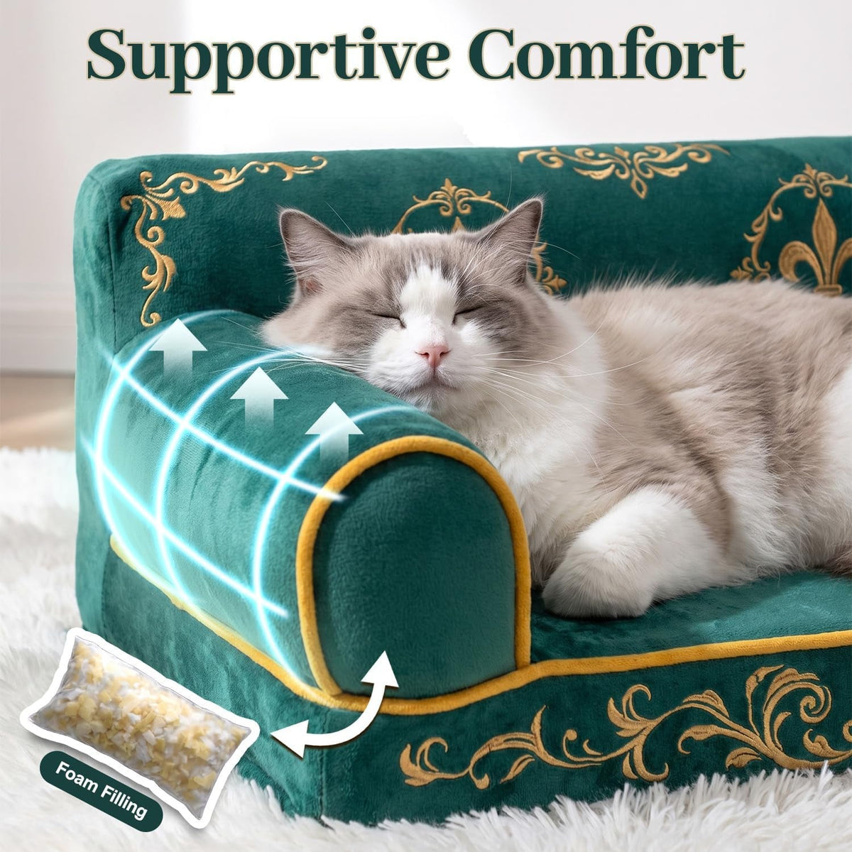 Luxury Cat Sofa Bed – 24", Faux Suede, Up to 15 lbs