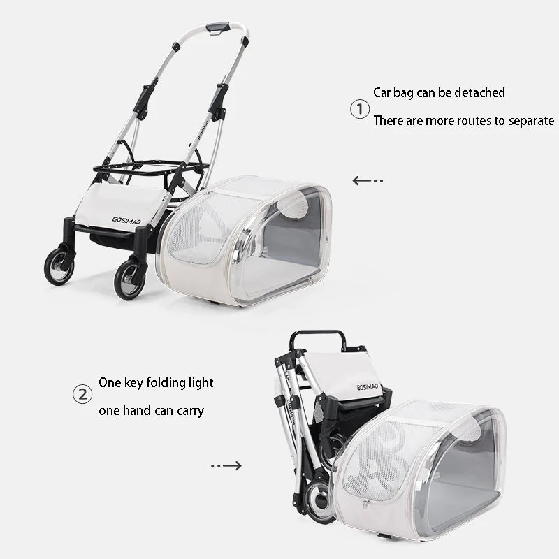 Snootie’s Fashionable Pet Dog Cats Four Wheeled Cart Lightweight Foldable Separable When Going Out Small Medium-Sized Pets Dog Stroller