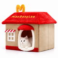 Plush House Dogs & Cats Bed with Removable Cushion