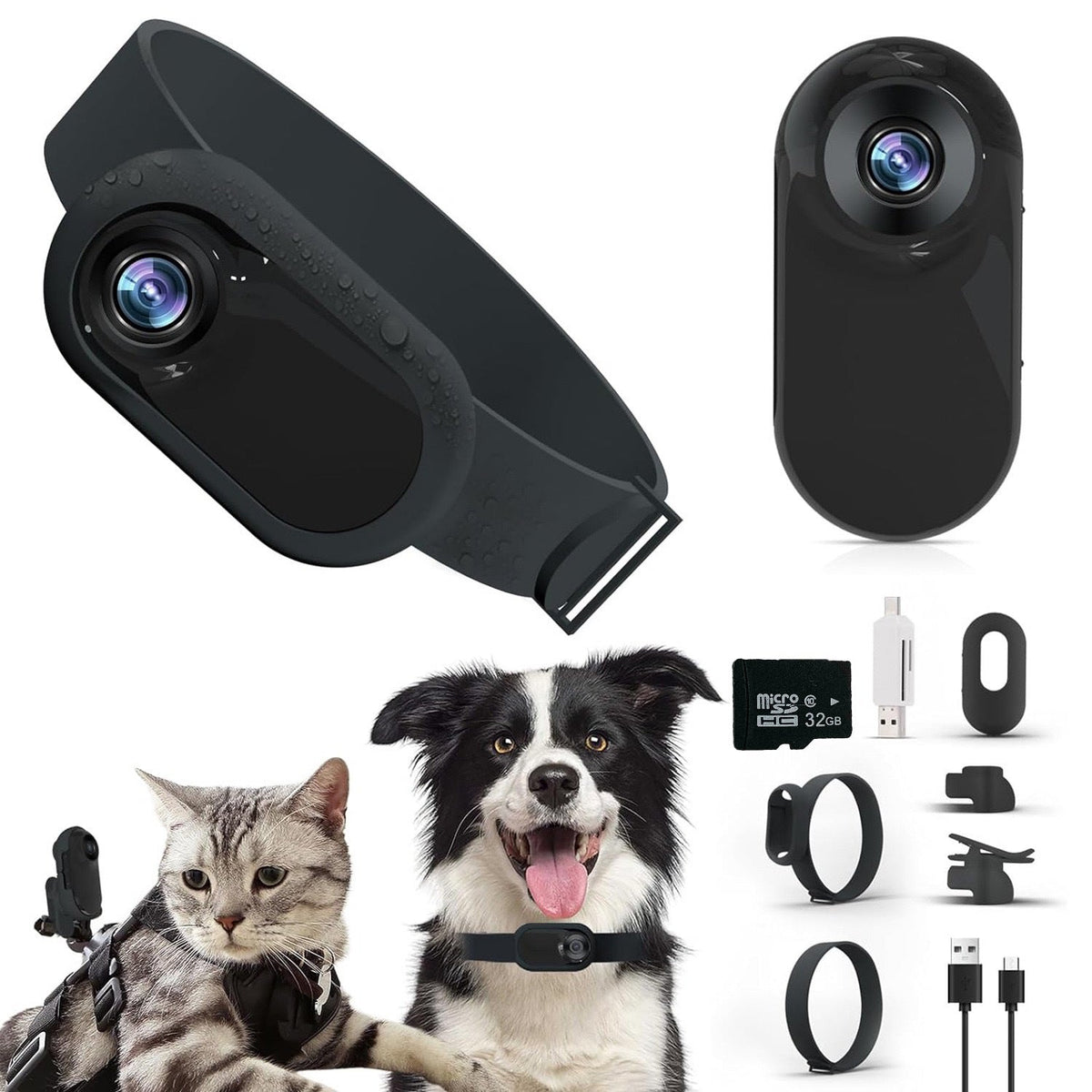 HD Magnetic Collar Clip Pet Camera for Outdoor & Cycling