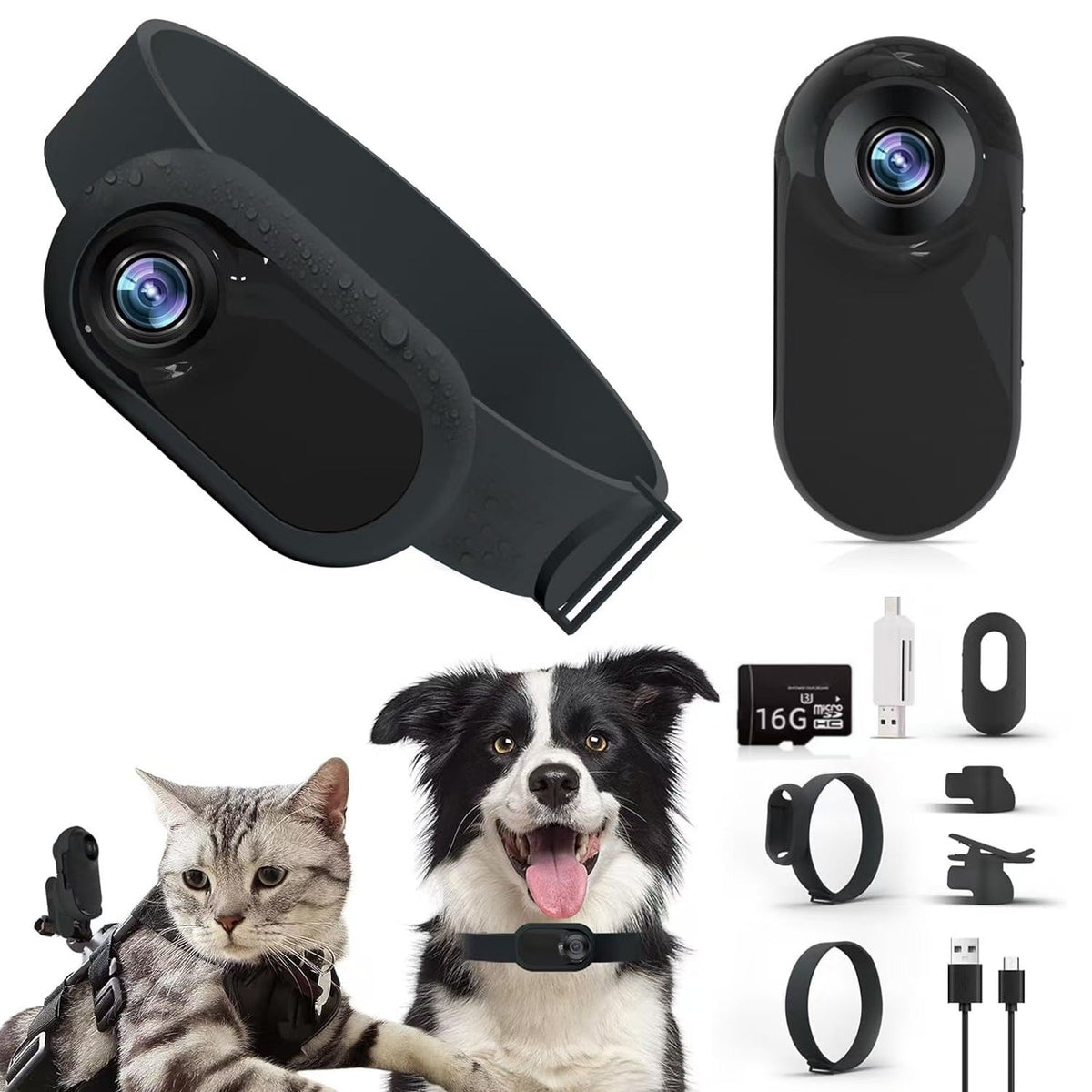 HD Magnetic Collar Clip Pet Camera for Outdoor & Cycling