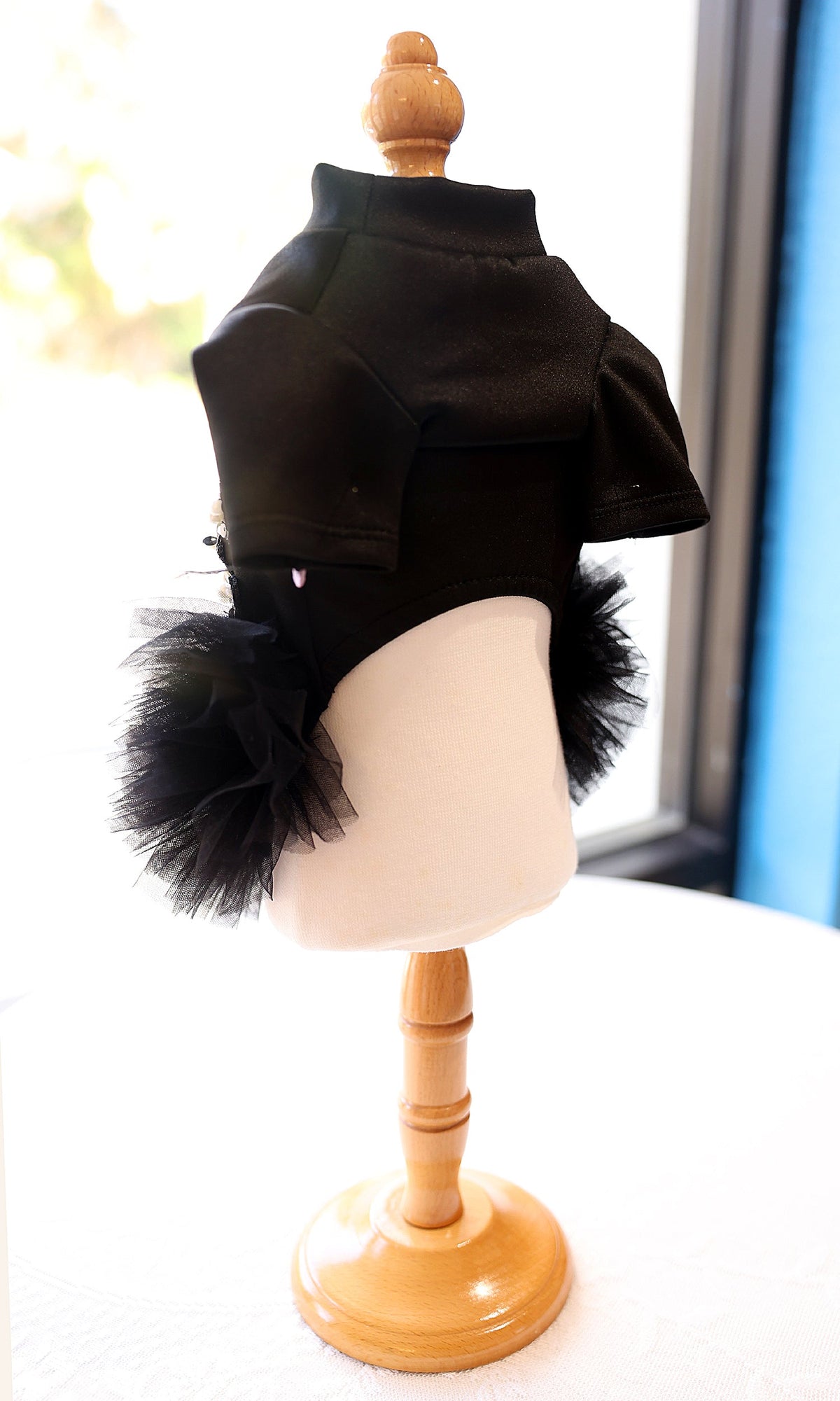 Black Pearl Dog Dress with Tulle Skirt