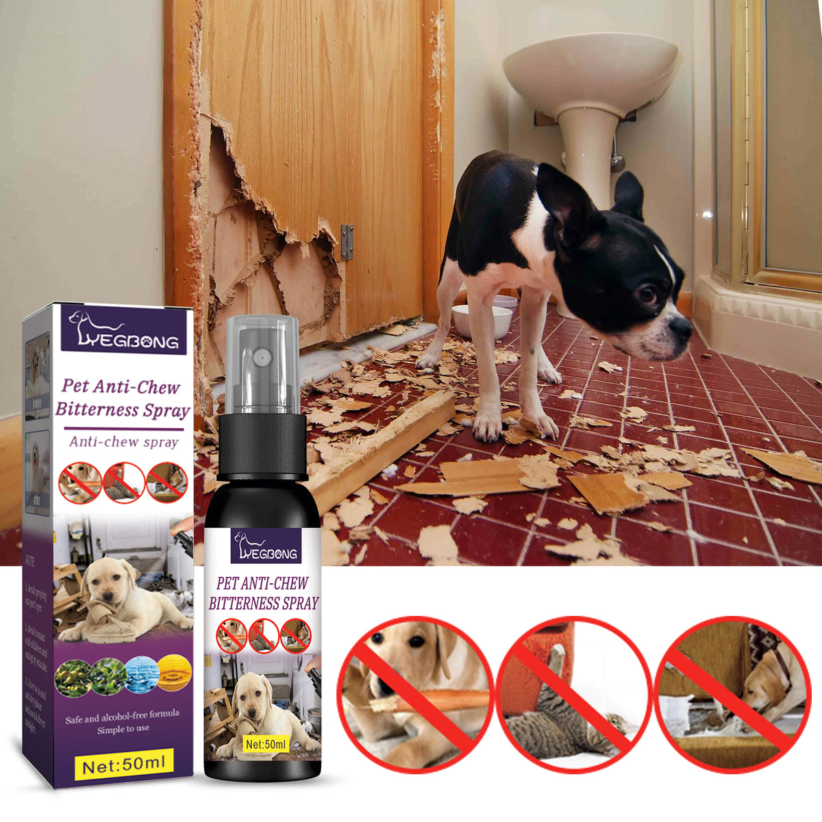 Snootie’s Anti-Chewing Bitter Spray For Pets, Prevent Dogs Tearing Apart Homes Scratching And Biting Long-Lasting Indoor Repellent Spray