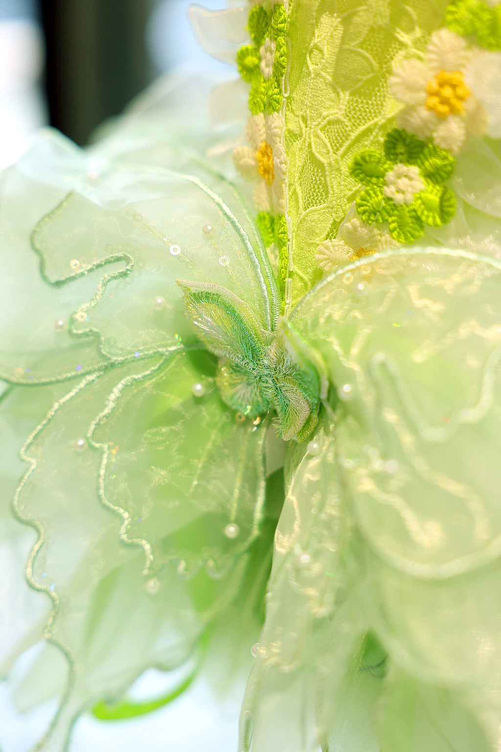 Butterfly Fairy Dog Tutu Dress with 3D Floral Lace