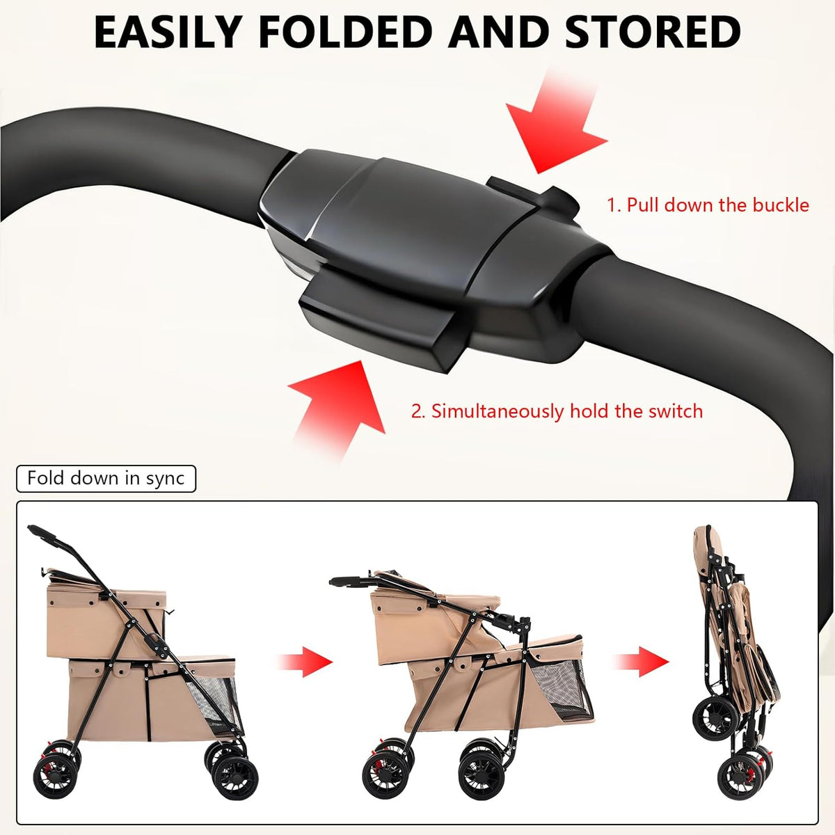 Snootie’s Beige Double-Compartment Pet Stroller
