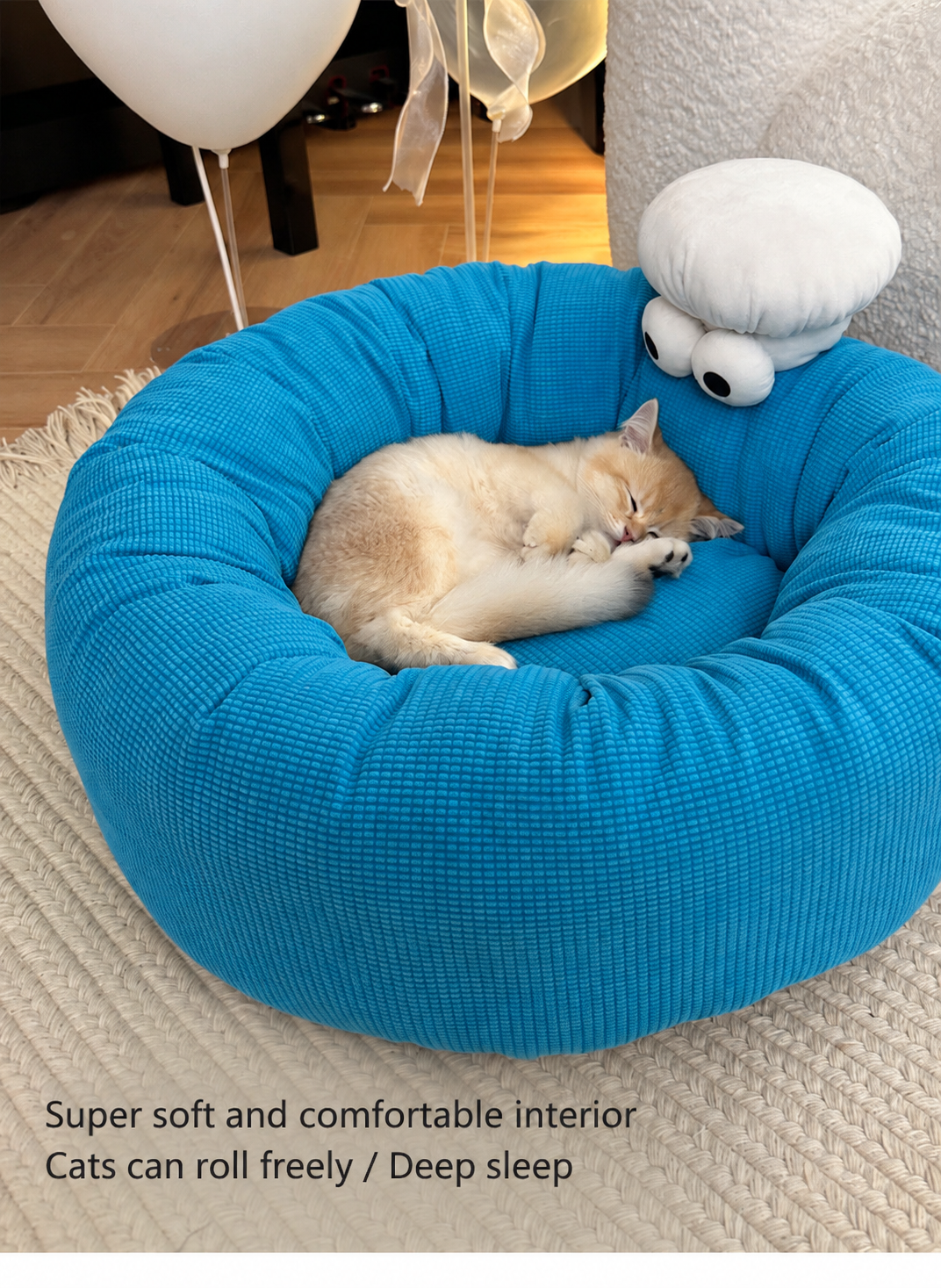 Monster Face Round Bolster Cat Bed