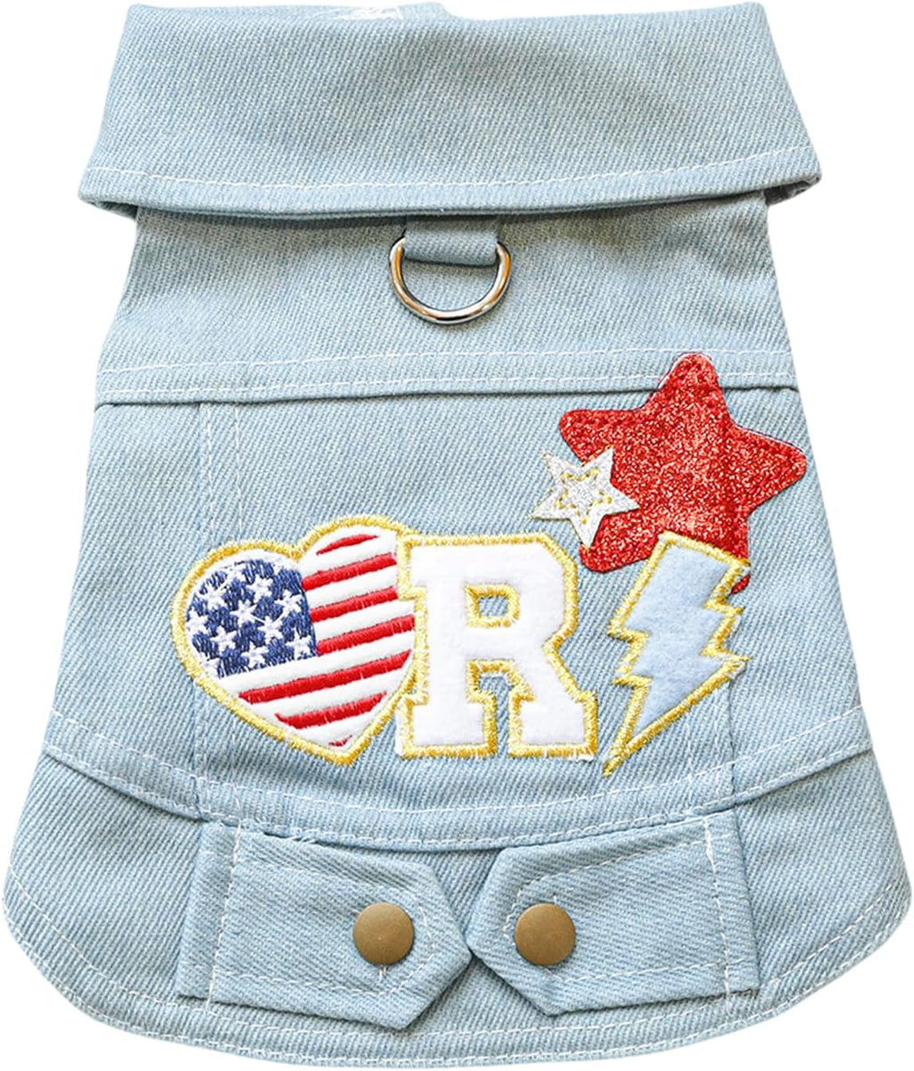 Snootie’s Denim Dog Vest Jacket with Patches & Snap Buttons