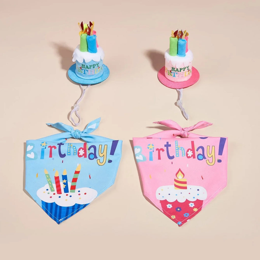 Dog Happy Birthday Decoration Dog Costume Hats Bowknot Bandana Neckerchief Bibs Banners Party Cat Dog Pets Accessories Perros