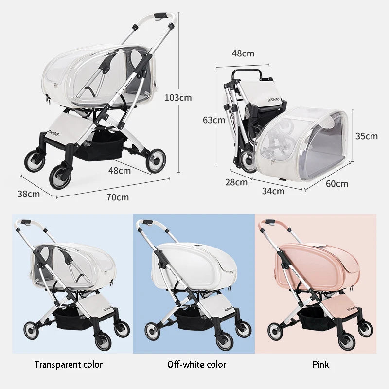 Snootie’s Fashionable Pet Dog Cats Four Wheeled Cart Lightweight Foldable Separable When Going Out Small Medium-Sized Pets Dog Stroller