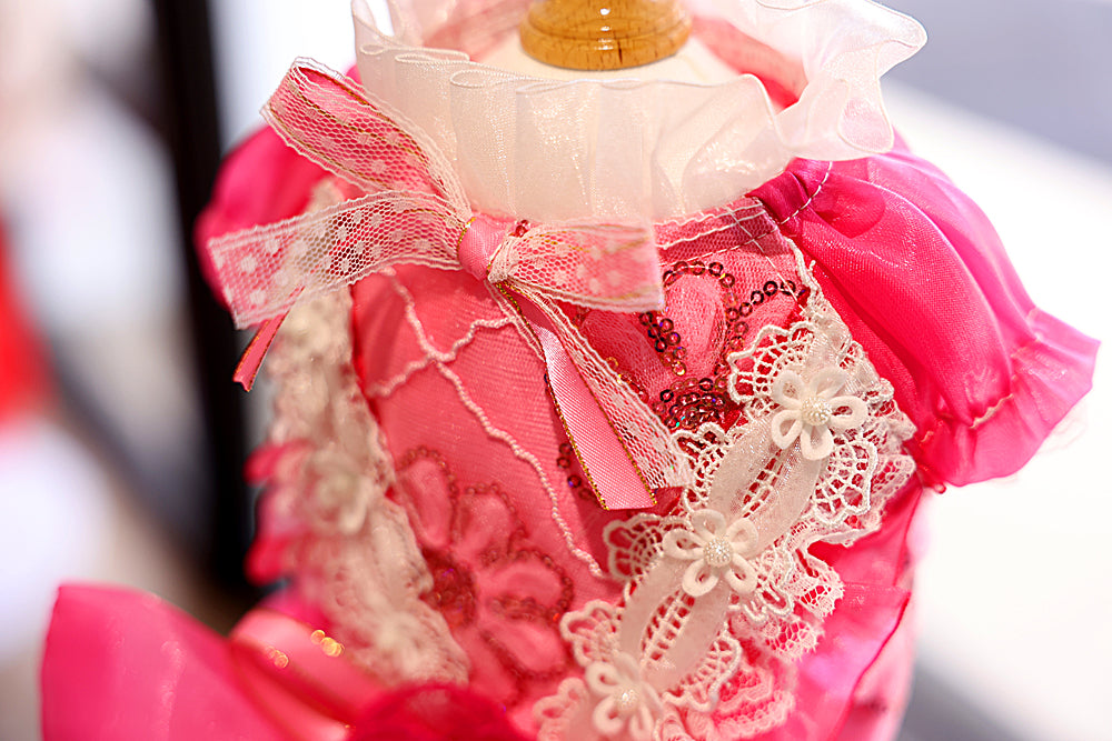 Hot Pink Lace Dog Party Dress