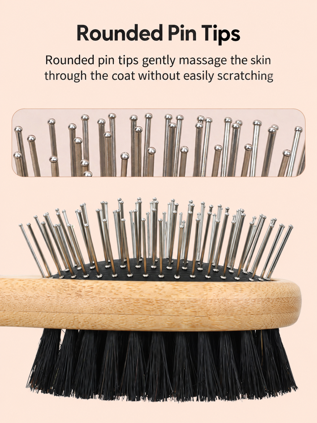 Double-Sided Pin & Bristle Pet Grooming Brush