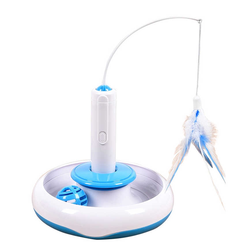 Snootie’s Pet Cat Toys Feather Teaser Detachable Electric Play with Cat 360 Spinning Chew Toys for Pets Puzzle Playing Toys
