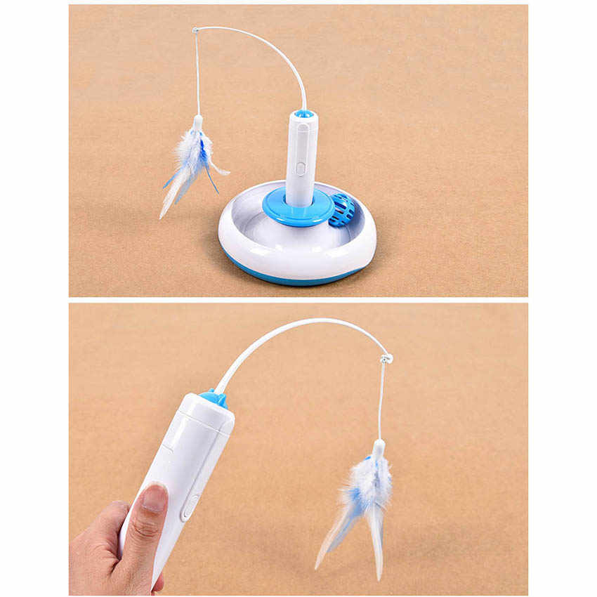Snootie’s Pet Cat Toys Feather Teaser Detachable Electric Play with Cat 360 Spinning Chew Toys for Pets Puzzle Playing Toys