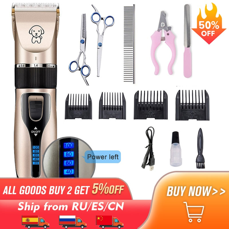 Snootie’s Pet Cat Dog clippers professional Dogs grooming clipper groomer kit USB Rechargeable Low-noise Pets Hair Trimmer Display battery