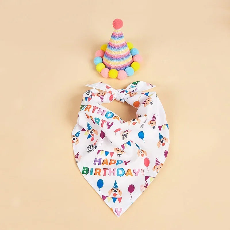 Dog Happy Birthday Decoration Dog Costume Hats Bowknot Bandana Neckerchief Bibs Banners Party Cat Dog Pets Accessories Perros