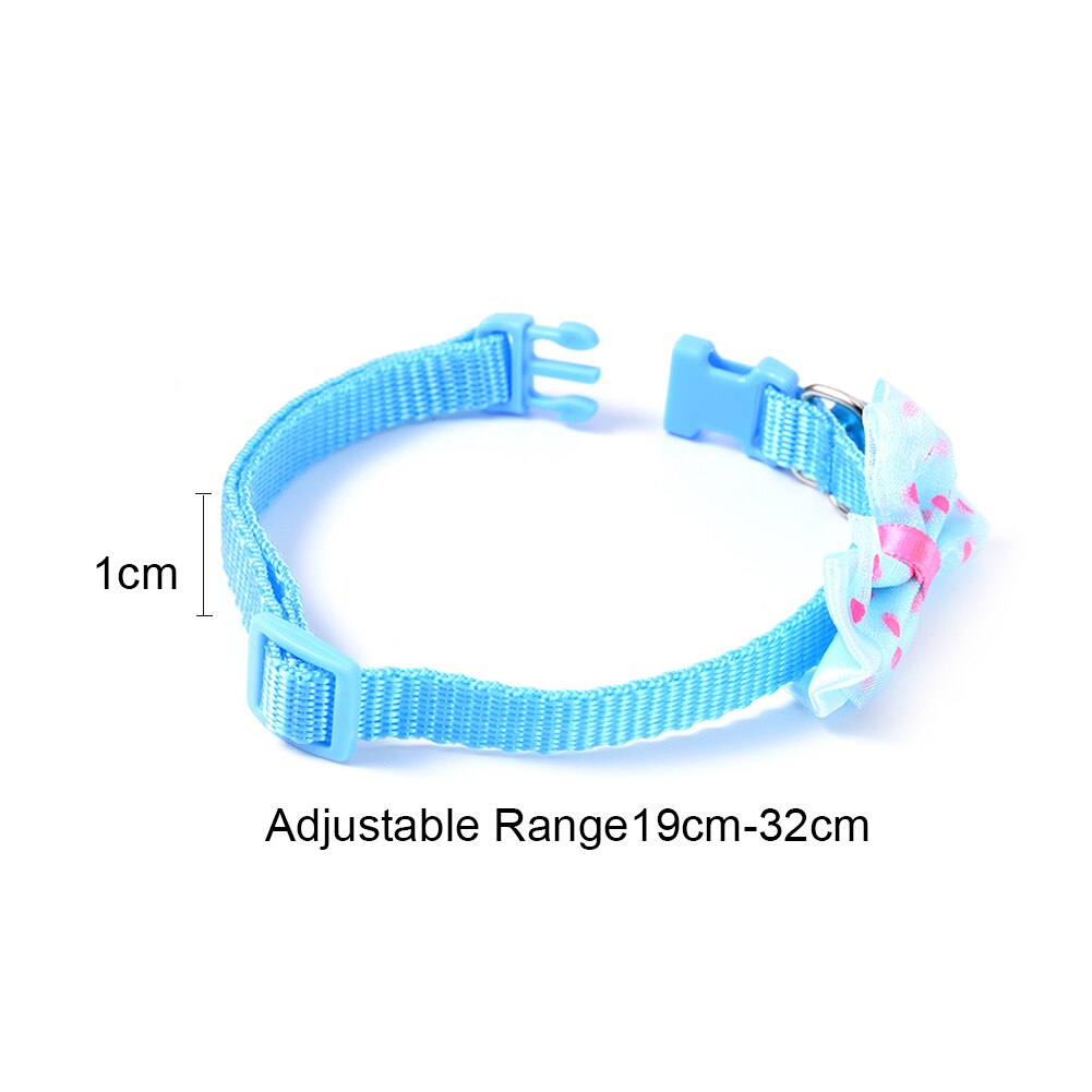 2pcs Bowknot Design Nylon Dog Puppy Cat Collars adjustable Necklace Cat Harness With Bell For Pet Small Animal Pets Supplies