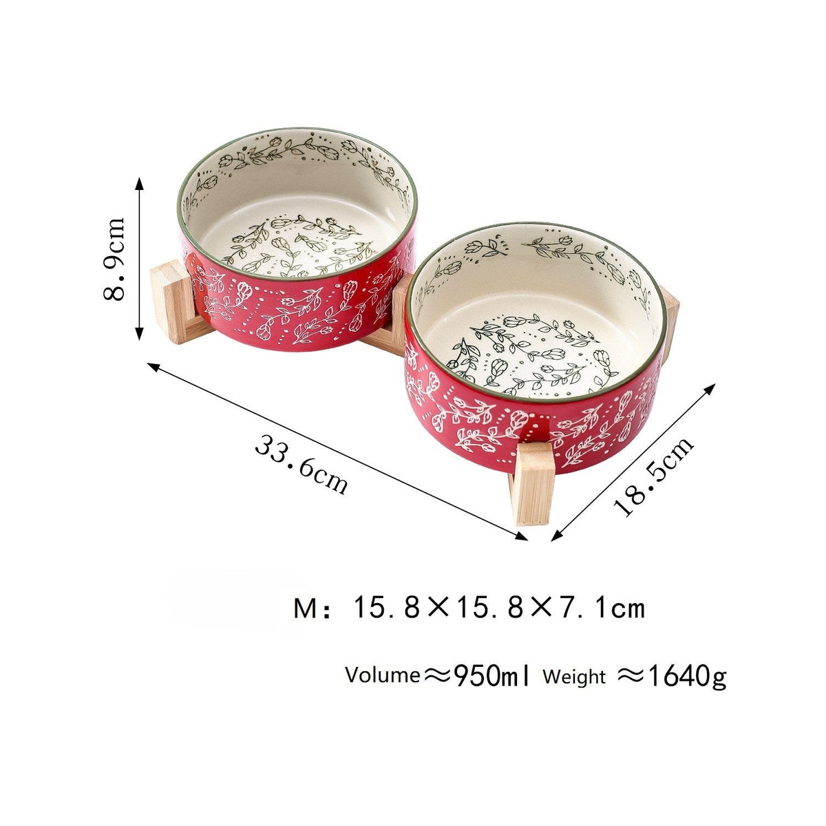 Snootie’s Pattern Ceramic Pet Bowl with Stand