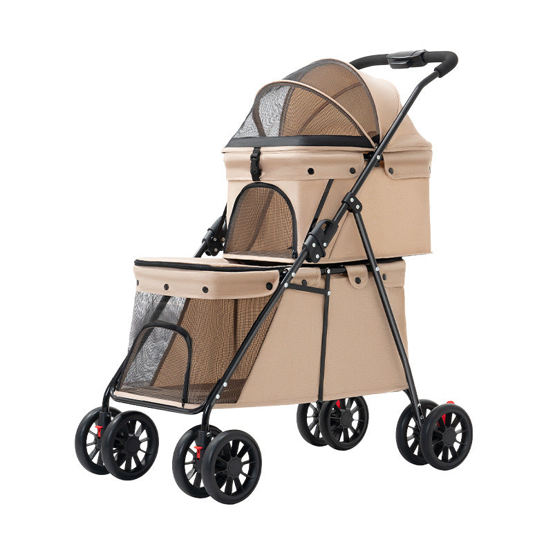 Snootie’s Beige Double-Compartment Pet Stroller