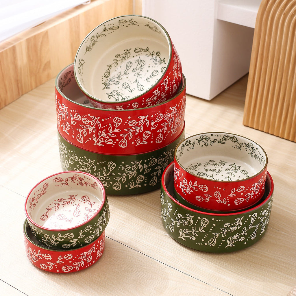 Snootie’s Pattern Ceramic Pet Bowl with Stand