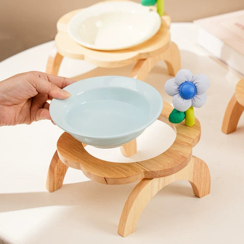 Snootie’s Flower Accent Elevated Ceramic Pet Bowl