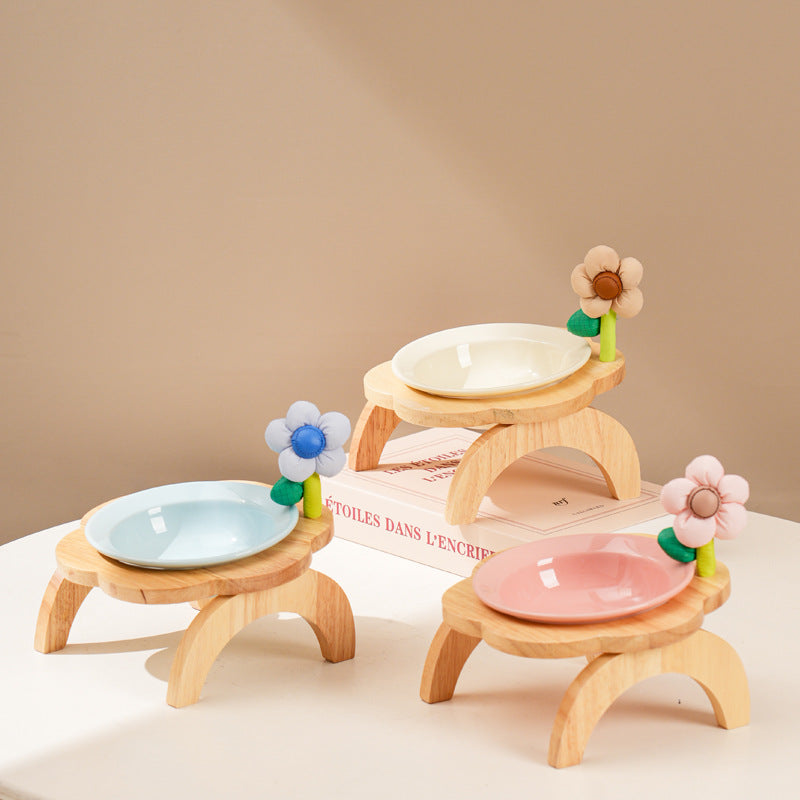 Snootie’s Flower Accent Elevated Ceramic Pet Bowl