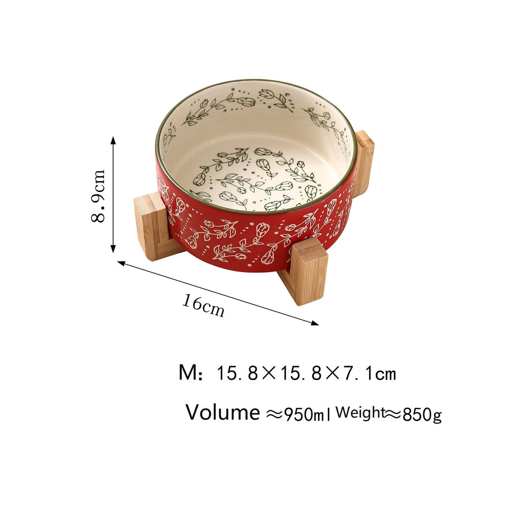 Snootie’s Pattern Ceramic Pet Bowl with Stand