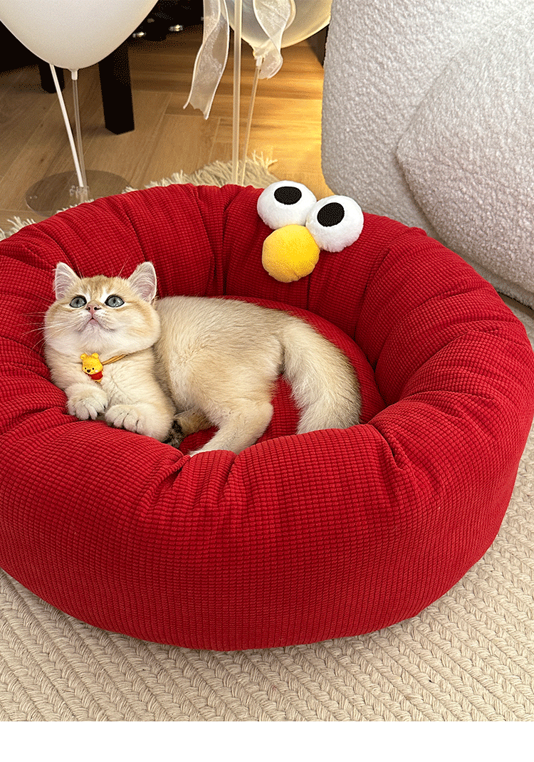 Monster Face Round Bolster Cat Bed