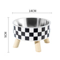 Checkered Elevated Stainless Steel Pet Bowl
