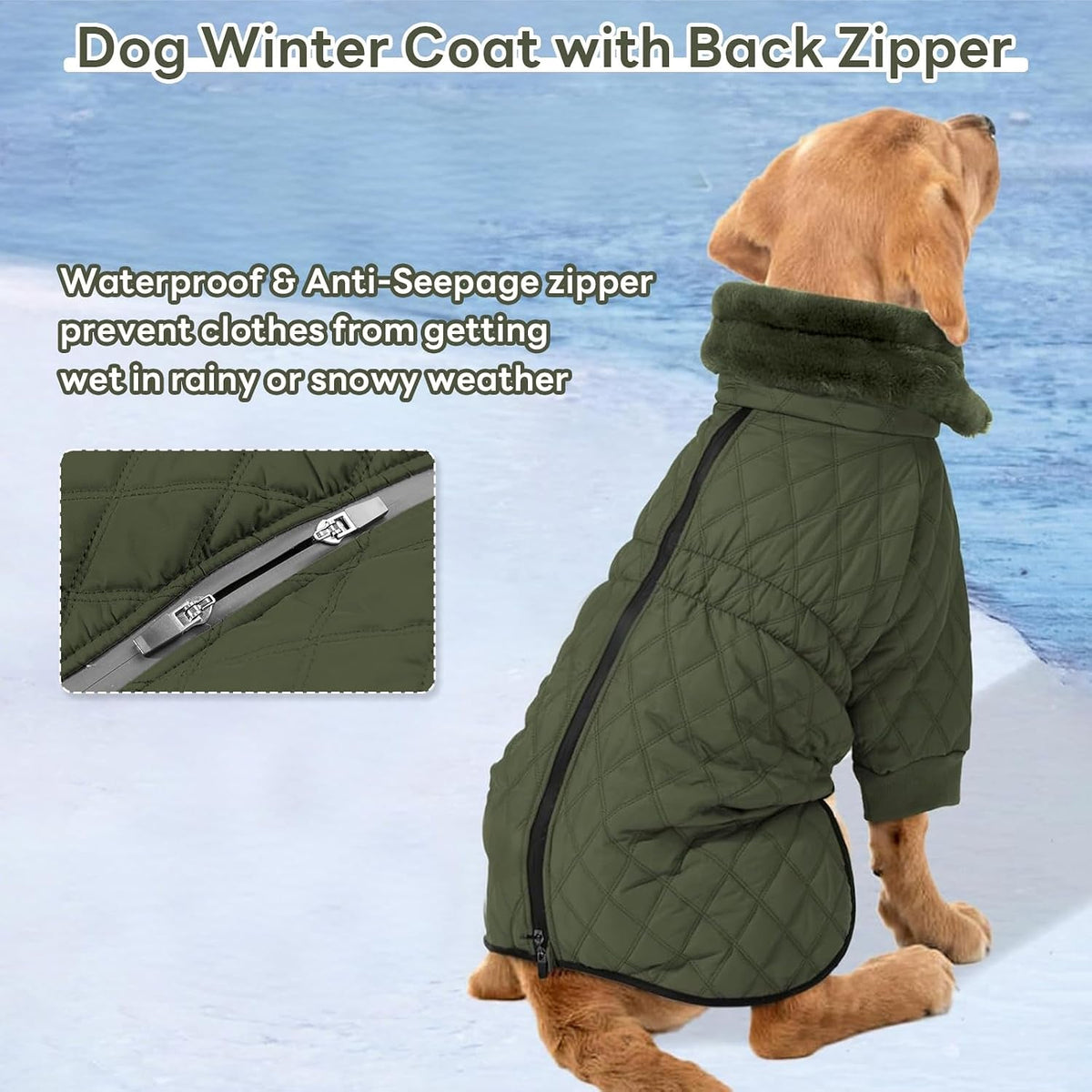 Waterproof Fleece-Lined Dog Snow Jacket, S–3XL