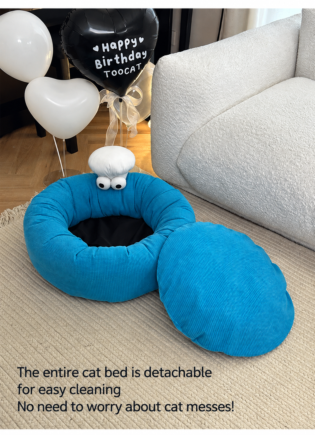Monster Face Round Bolster Cat Bed