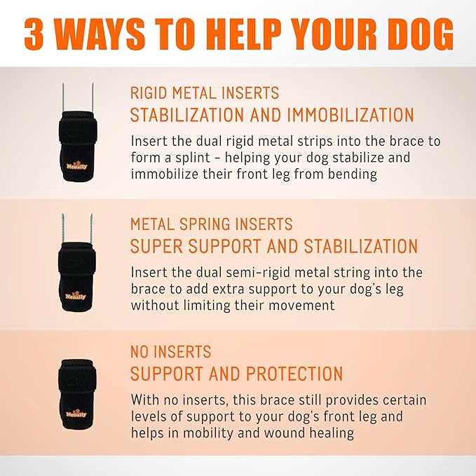 NeoAlly 3-in-1 Front Leg Dog Splint Brace with Reflective Straps (Pair)